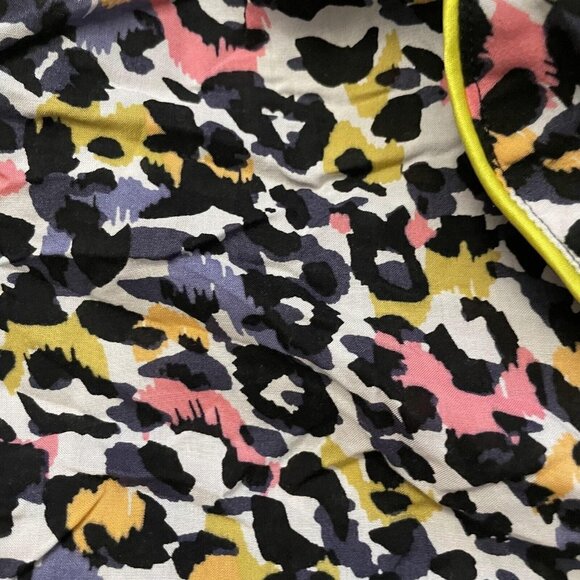 Betsey Johnson Pajama Top Animal Print Collared Short Sleeves Multicolor Medium - Picture 3 of 6